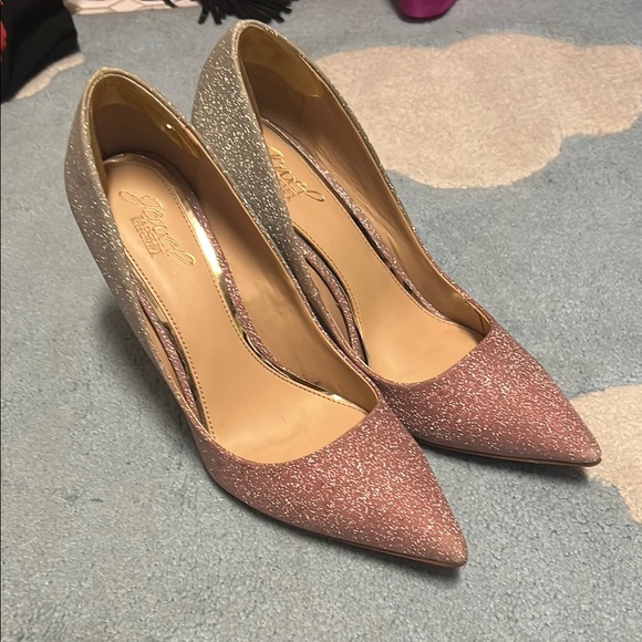 Jewel Badgley Mischka hombre sparkly glitter  heels size 9 - Picture 1 of 4